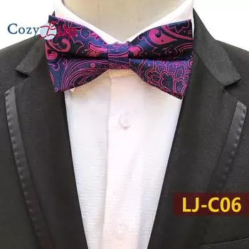 Модный синий галстук-бабочка с узором пейсли для мужчин, свадебная деловая вечеринка, роскошный мужской галстук-бабочка с предварительной завязкой, подарки