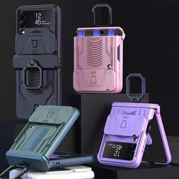 Модный складной чехол-держатель с кольцом для Samsung Galaxy Z Flip3 Flip 4 Flip4 Flip 3 5 Flip5 Zflip4 противоударная сумка для телефона for samsung z flip 4 чёрный
