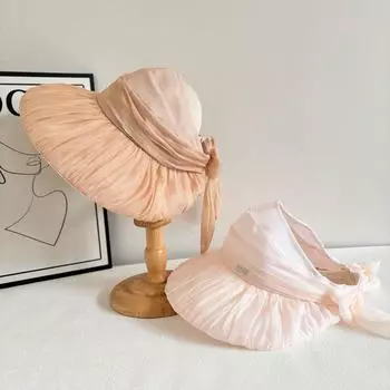 Модный солнцезащитный козырек от солнца, элегантная сетчатая шляпа-цилиндр, женская летняя шляпа для пикника, солнцезащитный крем для пляжа, шляпа с дыркой от солнца M56-58cm чёрный