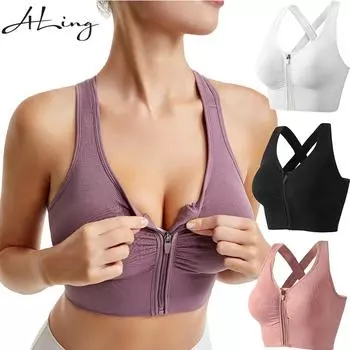 Модный спортивный бюстгальтер на молнии, укороченный топ для фитнеса, женская спортивная одежда, бюстгальтеры для фитнеса, лямки с перекрестными сборками, эластичное нижнее белье для фитнеса, йоги M чёрный