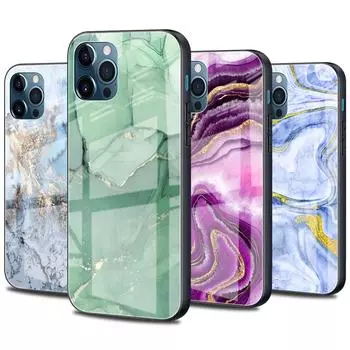 Модный стеклянный чехол для Apple iPhone 13 12 Mini 11 Pro Max 7 8 Plus XR X XS 6 6S SE 2020, сумка, мраморный чехол для телефона iPhone XS MAX