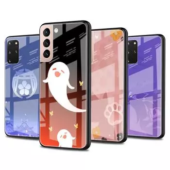 Модный стеклянный чехол для Samsung S20 FE S21 S10 S9 S8 Plus, чехол для телефона Galaxy Note 20 Ultra 10 Lite 9 Game Genshin Impact Samsung Note 20Ultra