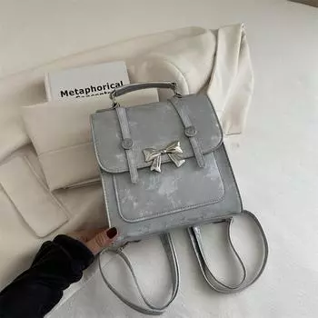 Модный стиль Бабочка Двойная Плечевая Маленькая Сумка Женская Весна И Лето Модный Мини Рюкзак Дорожная Сумка серебряный