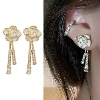 Модный стиль цветок камелии серьги-гвоздики цветок серьги женщины кулон шикарные украшения