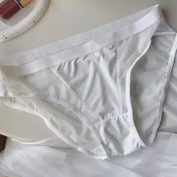 Модный стиль Французская простота Однотонный Большой размер Вуаль Треугольные трусы Женские Спортивные Дышащие Тонкие Полная девушка мм 100.00кг White L