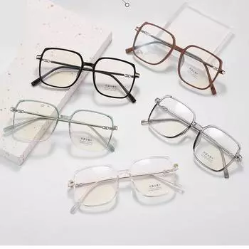 Модный стиль Легкая защита глаз Квадратная оправа очков Плоские очки Анти-синий Аксессуары