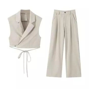 Модный стиль Модный Универсальный Брюки на шнуровке Жилет Жилет Khakis Suit L