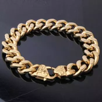Модный стиль мужской золотой браслет из нержавеющей стали браслет изогнутая цепочка с панцирным креплением оптовая продажа ювелирных изделий 15 мм 18CM