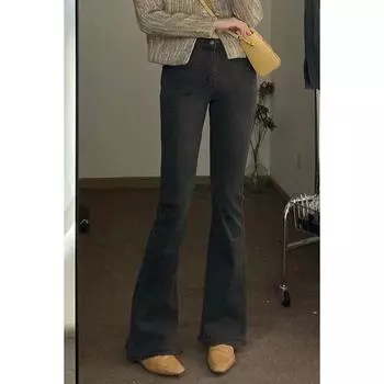 Модный стиль Нишевый стиль Уникальный и неповторимый Джинсы слегка расклешенного кроя Smoke Gray S
