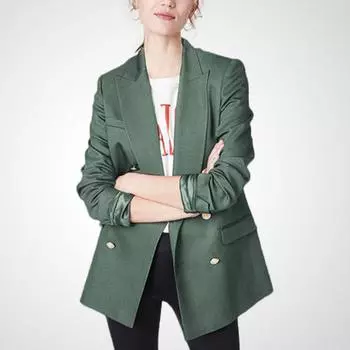 Модный стильный нишевый свободный приталенный костюм-пальто Army Green S