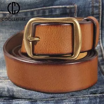 Модный стильный ремень из 100% натуральной кожи из чистой воловьей кожи, повседневный мужской ремень высокого качества, ремень в стиле ретро TM103 China&95CM чёрный