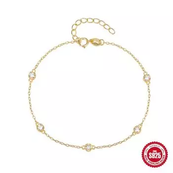 Модный стиль S925 стерлинговое серебро классический простой инкрустированный бриллиантами женский свадебный браслет 925 Silver золотой