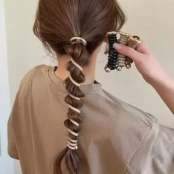 Модный стиль спиральная резинка для волос металлические резинки для волос из термопластичного полиуретана для девочек и женщин аксессуары для волос эластичные резинки для волос в японском стиле хаки
