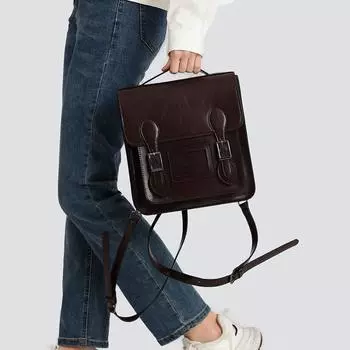 Модный студенческий модный рюкзак из натуральной кожи для женщин, винтажная сумка, рюкзак большой емкости чёрный