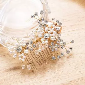 Модный свадебный головной убор с цветком, жемчужная вилка, гребень для волос, свадебные геометрические аксессуары для волос