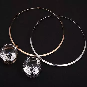 Модный, сверкающий хрустальный стеклянный большой кулон с драгоценным камнем, воротник, короткое преувеличенное женское ожерелье, аксессуары золотой