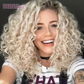Модный светлый парик для женщин, натуральный вьющийся парик для костюмированной вечеринки, синтетический полный парик wig