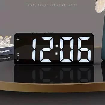 Модный светодиодный цифровой будильник с голосовым управлением и отображением температуры — на батарейках, незаменимая вещь для студентов чёрный