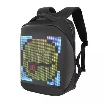 Модный светодиодный рюкзак, умный рекламный деловой рюкзак, водонепроницаемый светодиодный дисплей, рюкзак One Size чёрный