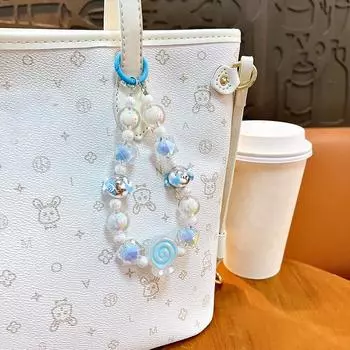 Модный светящийся леденец с бусинами, анти-потеряющийся телефонный брелок, чехол для телефона, сумка, подвески, украшение розовый