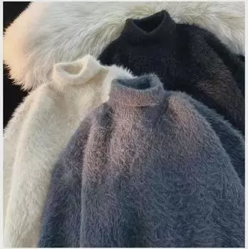 «Модный свитер унисекс с высоким воротником: Повседневный трикотаж в гонконгском стиле для подростков и студентов». XXXL серый