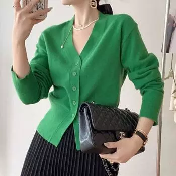 Модный свитер, женский кардиган, новинка 2022 года, однотонный простой вязаный свитер, свободный повседневный осенний универсальный кардиган, пальто, топы