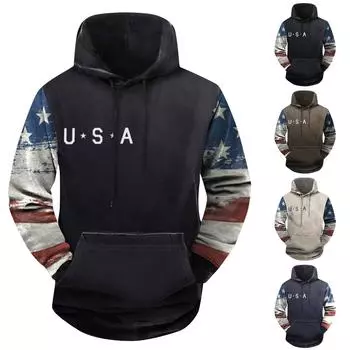 Модный свободный мужской и женский свитер с капюшоном с длинным рукавом и принтом L чёрный