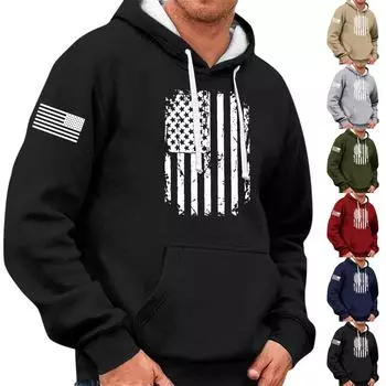 Модный свободный мужской и женский свитер с капюшоном с длинным рукавом и принтом L чёрный