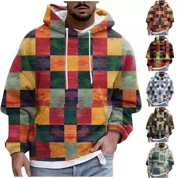 Модный свободный мужской и женский свитер с капюшоном с длинным рукавом и принтом L