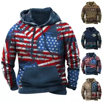 Модный свободный мужской и женский свитер с капюшоном с длинным рукавом и принтом L