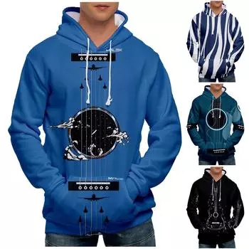 Модный свободный мужской и женский свитер с капюшоном с длинным рукавом и принтом L чёрный