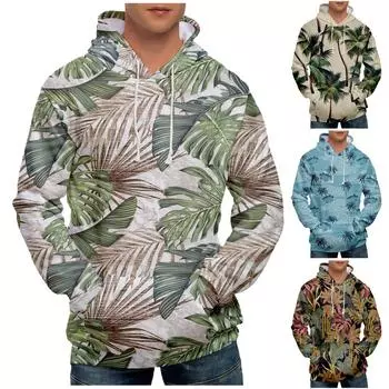 Модный свободный мужской и женский свитер с капюшоном с длинным рукавом и принтом L бежевый