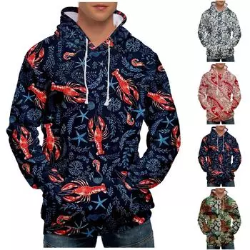 Модный свободный мужской и женский свитер с капюшоном с длинным рукавом и принтом L розовый