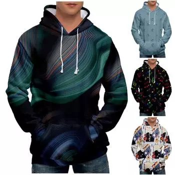Модный свободный мужской и женский свитер с капюшоном с длинным рукавом и принтом XXXL