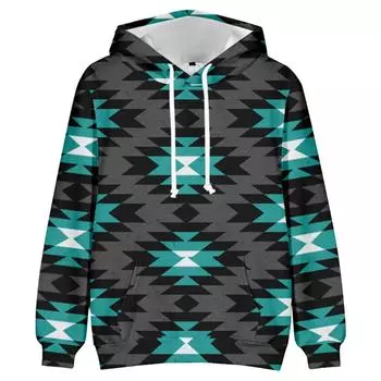 Модный свободный мужской и женский свитер с капюшоном с длинным рукавом и принтом серый