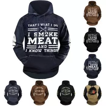 Модный свободный мужской и женский свитер с капюшоном с длинным рукавом и принтом L чёрный