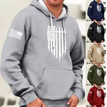 Модный свободный мужской и женский свитер с капюшоном с длинным рукавом и принтом XXXXL хаки