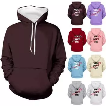 Модный свободный мужской и женский свитер с капюшоном с длинным рукавом и принтом L коричневый