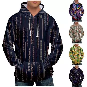 Модный свободный мужской и женский свитер с капюшоном с длинным рукавом и принтом XXXXL