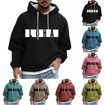 Модный свободный мужской и женский свитер с капюшоном с длинным рукавом и принтом L чёрный