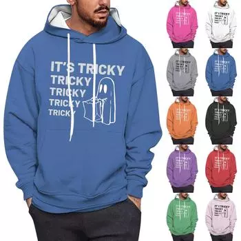 Модный свободный мужской и женский свитер с капюшоном с длинным рукавом и принтом M чёрный