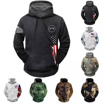 Модный свободный мужской и женский свитер с капюшоном с длинным рукавом и принтом L чёрный