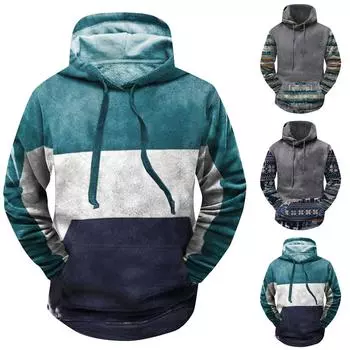 Модный свободный мужской и женский свитер с капюшоном с длинным рукавом и принтом XXXXL синий