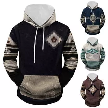 Модный свободный мужской и женский свитер с капюшоном с длинным рукавом и принтом L чёрный