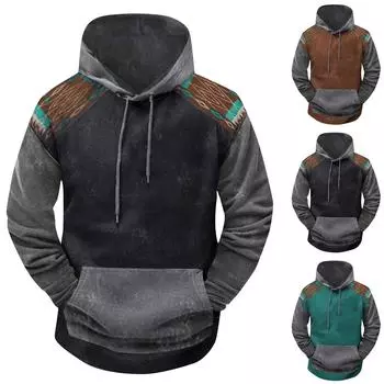 Модный свободный мужской и женский свитер с капюшоном с длинным рукавом и принтом L циан