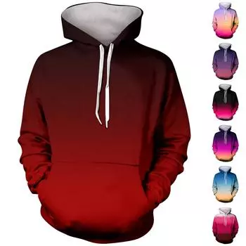 Модный свободный мужской и женский свитер с капюшоном с длинным рукавом и принтом L чёрный