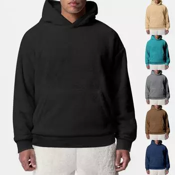 Модный свободный мужской и женский свитер с капюшоном с длинным рукавом и принтом L чёрный