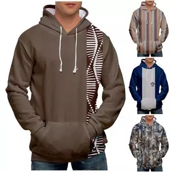 Модный свободный мужской и женский свитер с капюшоном с длинным рукавом и принтом XL коричневый