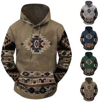 Модный свободный мужской и женский свитер с капюшоном с длинным рукавом и принтом L