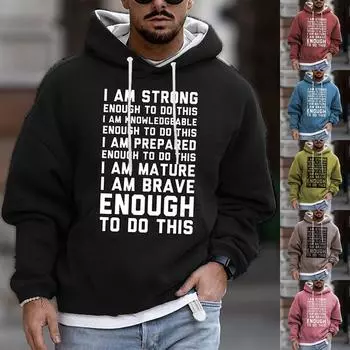 Модный свободный мужской и женский свитер с капюшоном с длинным рукавом и принтом XXXL чёрный